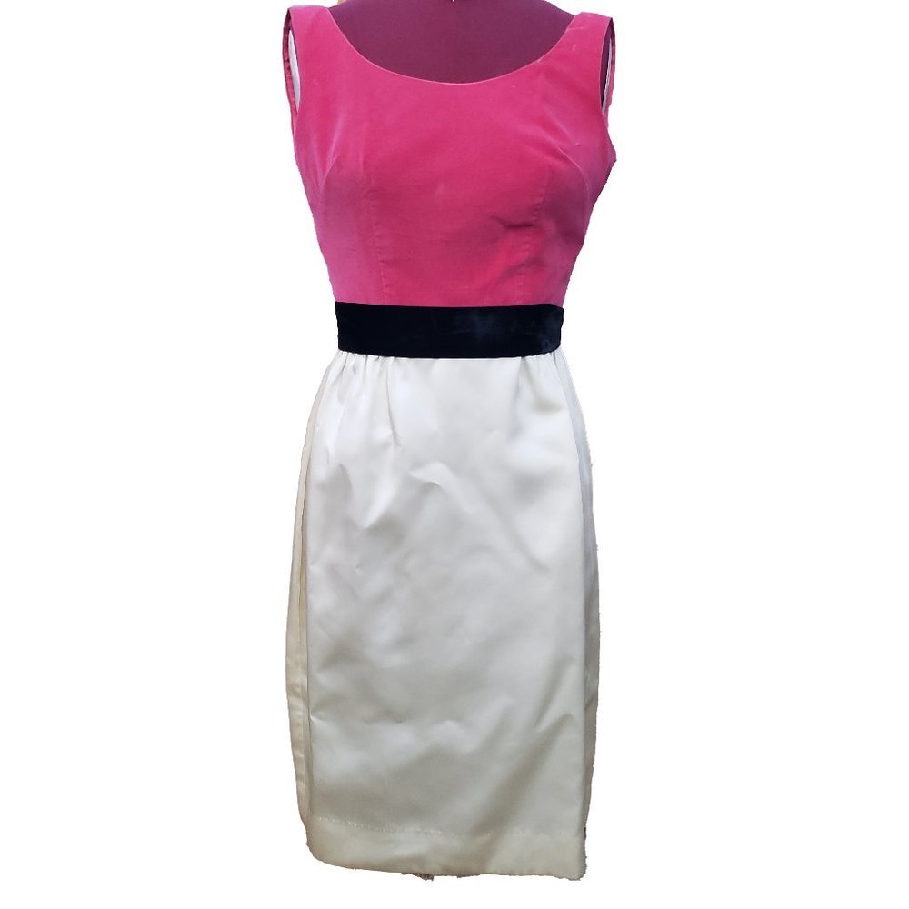 Vintage Betty Lane XSmall Dress Pink Velvet Scoop Neck Cocktail Sheath